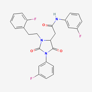 molecular formula C25H20F3N3O3 B4231675 N-(3-fluorophenyl)-2-{1-(3-fluorophenyl)-3-[2-(2-fluorophenyl)ethyl]-2,5-dioxoimidazolidin-4-yl}acetamide 