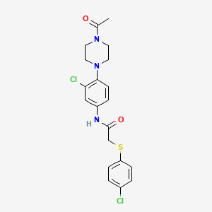 molecular formula C20H21Cl2N3O2S B4231716 N-[4-(4-acetylpiperazin-1-yl)-3-chlorophenyl]-2-(4-chlorophenyl)sulfanylacetamide 