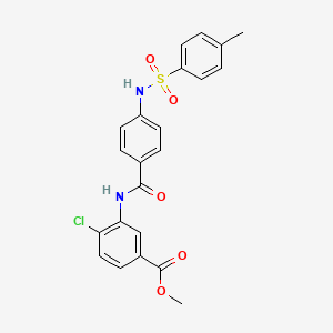molecular formula C22H19ClN2O5S B4231752 methyl 4-chloro-3-[(4-{[(4-methylphenyl)sulfonyl]amino}benzoyl)amino]benzoate 