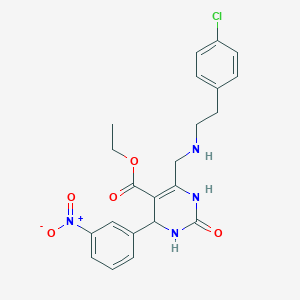 molecular formula C22H23ClN4O5 B4231797 Ethyl 6-({[2-(4-chlorophenyl)ethyl]amino}methyl)-4-(3-nitrophenyl)-2-oxo-1,2,3,4-tetrahydropyrimidine-5-carboxylate 