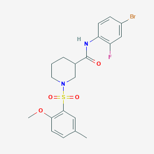 molecular formula C20H22BrFN2O4S B4231825 N-(4-bromo-2-fluorophenyl)-1-(2-methoxy-5-methylphenyl)sulfonylpiperidine-3-carboxamide 