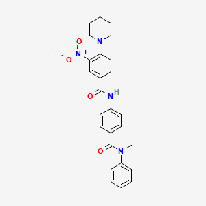 molecular formula C26H26N4O4 B4231827 N-[4-[methyl(phenyl)carbamoyl]phenyl]-3-nitro-4-piperidin-1-ylbenzamide 