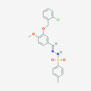 molecular formula C22H21ClN2O4S B423183 N'-{3-[(2-chlorobenzyl)oxy]-4-methoxybenzylidene}-4-methylbenzenesulfonohydrazide 