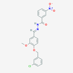 molecular formula C22H18ClN3O5 B423185 N'-{4-[(3-chlorobenzyl)oxy]-3-methoxybenzylidene}-3-nitrobenzohydrazide 