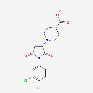 molecular formula C17H18Cl2N2O4 B4231900 Methyl 1-[1-(3,4-dichlorophenyl)-2,5-dioxopyrrolidin-3-yl]piperidine-4-carboxylate 
