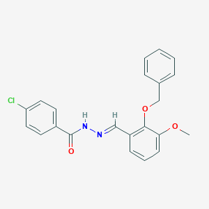 molecular formula C22H19ClN2O3 B423198 N'-[2-(benzyloxy)-3-methoxybenzylidene]-4-chlorobenzohydrazide 