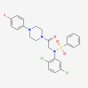 molecular formula C24H22Cl2FN3O3S B4231996 N-(2,5-dichlorophenyl)-N-{2-[4-(4-fluorophenyl)-1-piperazinyl]-2-oxoethyl}benzenesulfonamide 