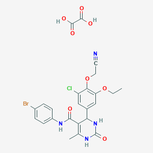 molecular formula C24H22BrClN4O8 B4232097 N-(4-bromophenyl)-4-[3-chloro-4-(cyanomethoxy)-5-ethoxyphenyl]-6-methyl-2-oxo-3,4-dihydro-1H-pyrimidine-5-carboxamide;oxalic acid 