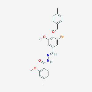 molecular formula C25H25BrN2O4 B423220 N'-{3-bromo-5-methoxy-4-[(4-methylbenzyl)oxy]benzylidene}-2-methoxy-4-methylbenzohydrazide 