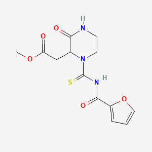molecular formula C13H15N3O5S B4232202 Methyl 2-[1-(furan-2-carbonylcarbamothioyl)-3-oxopiperazin-2-yl]acetate 