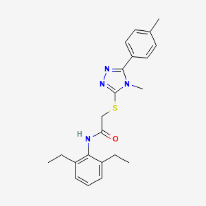 molecular formula C22H26N4OS B4232239 N-(2,6-diethylphenyl)-2-{[4-methyl-5-(4-methylphenyl)-4H-1,2,4-triazol-3-yl]sulfanyl}acetamide 