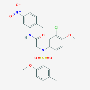 molecular formula C24H24ClN3O7S B4232301 N~2~-(3-chloro-4-methoxyphenyl)-N~2~-[(2-methoxy-5-methylphenyl)sulfonyl]-N~1~-(2-methyl-5-nitrophenyl)glycinamide 