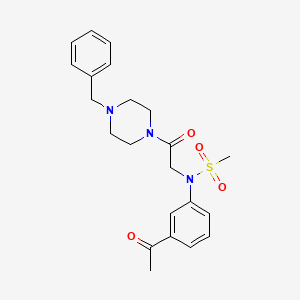 molecular formula C22H27N3O4S B4232331 N-(3-acetylphenyl)-N-[2-(4-benzyl-1-piperazinyl)-2-oxoethyl]methanesulfonamide 