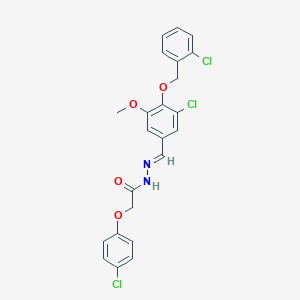 molecular formula C23H19Cl3N2O4 B423235 N'-{3-chloro-4-[(2-chlorobenzyl)oxy]-5-methoxybenzylidene}-2-(4-chlorophenoxy)acetohydrazide 