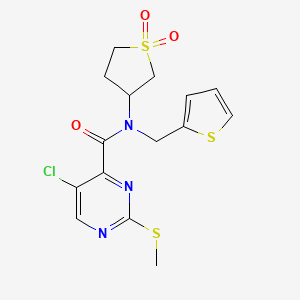 molecular formula C15H16ClN3O3S3 B4232363 5-CHLORO-N-(11-DIOXO-1LAMBDA6-THIOLAN-3-YL)-2-(METHYLSULFANYL)-N-[(THIOPHEN-2-YL)METHYL]PYRIMIDINE-4-CARBOXAMIDE 