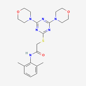 molecular formula C21H28N6O3S B4232389 N-(2,6-dimethylphenyl)-2-{[4,6-di(morpholin-4-yl)-1,3,5-triazin-2-yl]sulfanyl}acetamide 