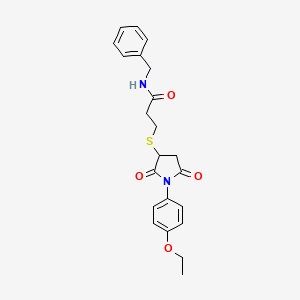 molecular formula C22H24N2O4S B4232398 N-benzyl-3-[1-(4-ethoxyphenyl)-2,5-dioxopyrrolidin-3-yl]sulfanylpropanamide 
