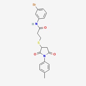 molecular formula C20H19BrN2O3S B4232657 N-(3-bromophenyl)-3-[1-(4-methylphenyl)-2,5-dioxopyrrolidin-3-yl]sulfanylpropanamide 