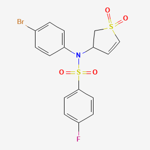 molecular formula C16H13BrFNO4S2 B4232696 N-(4-bromophenyl)-N-(1,1-dioxo-2,3-dihydrothiophen-3-yl)-4-fluorobenzenesulfonamide 