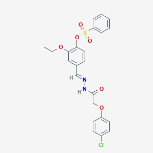 molecular formula C23H21ClN2O6S B423274 4-{2-[(4-Chlorophenoxy)acetyl]carbohydrazonoyl}-2-ethoxyphenyl benzenesulfonate 
