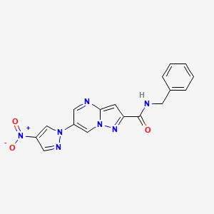 molecular formula C17H13N7O3 B4232802 N-benzyl-6-(4-nitropyrazol-1-yl)pyrazolo[1,5-a]pyrimidine-2-carboxamide 