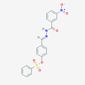 molecular formula C20H15N3O6S B423289 4-(2-{3-nitrobenzoyl}carbohydrazonoyl)phenyl benzenesulfonate 