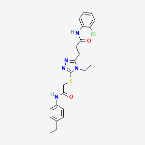 molecular formula C23H26ClN5O2S B4232898 N-(2-chlorophenyl)-3-[4-ethyl-5-({2-[(4-ethylphenyl)amino]-2-oxoethyl}sulfanyl)-4H-1,2,4-triazol-3-yl]propanamide 