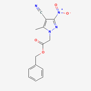 molecular formula C14H12N4O4 B4232957 Benzyl 2-(4-cyano-5-methyl-3-nitropyrazol-1-yl)acetate 