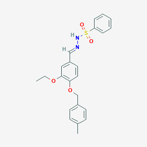 molecular formula C23H24N2O4S B423301 N'~1~-((E)-1-{3-ETHOXY-4-[(4-METHYLBENZYL)OXY]PHENYL}METHYLIDENE)-1-BENZENESULFONOHYDRAZIDE 