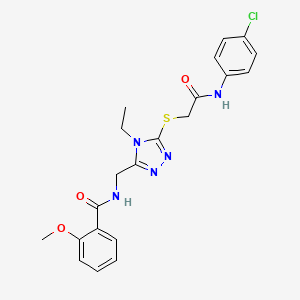 molecular formula C21H22ClN5O3S B4233014 N-{[5-({2-[(4-chlorophenyl)amino]-2-oxoethyl}sulfanyl)-4-ethyl-4H-1,2,4-triazol-3-yl]methyl}-2-methoxybenzamide 