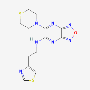 molecular formula C13H15N7OS2 B4233018 N-[2-(1,3-thiazol-4-yl)ethyl]-5-thiomorpholin-4-yl-[1,2,5]oxadiazolo[3,4-b]pyrazin-6-amine 