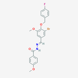 molecular formula C23H20BrFN2O4 B423303 N'-{3-bromo-4-[(4-fluorobenzyl)oxy]-5-methoxybenzylidene}-4-methoxybenzohydrazide 