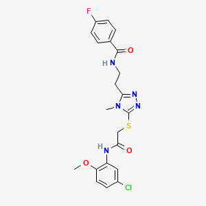 molecular formula C21H21ClFN5O3S B4233226 N-[2-[5-[2-(5-chloro-2-methoxyanilino)-2-oxoethyl]sulfanyl-4-methyl-1,2,4-triazol-3-yl]ethyl]-4-fluorobenzamide 
