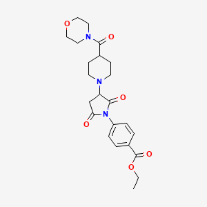 molecular formula C23H29N3O6 B4233262 Ethyl 4-{3-[4-(morpholin-4-ylcarbonyl)piperidin-1-yl]-2,5-dioxopyrrolidin-1-yl}benzoate 