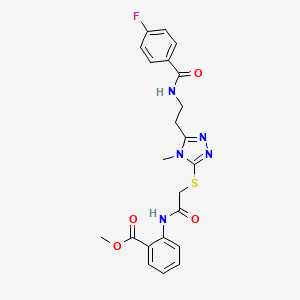 molecular formula C22H22FN5O4S B4233417 Methyl 2-[[2-[[5-[2-[(4-fluorobenzoyl)amino]ethyl]-4-methyl-1,2,4-triazol-3-yl]sulfanyl]acetyl]amino]benzoate 