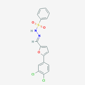 molecular formula C17H12Cl2N2O3S B423347 N'~1~-{(E)-1-[5-(3,4-DICHLOROPHENYL)-2-FURYL]METHYLIDENE}-1-BENZENESULFONOHYDRAZIDE 