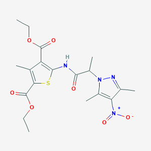 molecular formula C19H24N4O7S B4233604 Diethyl 5-[2-(3,5-dimethyl-4-nitropyrazol-1-yl)propanoylamino]-3-methylthiophene-2,4-dicarboxylate 