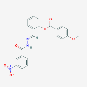 molecular formula C22H17N3O6 B423361 2-(2-{3-nitrobenzoyl}carbohydrazonoyl)phenyl 4-methoxybenzoate 