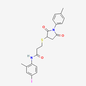 molecular formula C21H21IN2O3S B4233715 N-(4-iodo-2-methylphenyl)-3-[1-(4-methylphenyl)-2,5-dioxopyrrolidin-3-yl]sulfanylpropanamide 