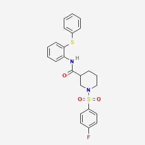 molecular formula C24H23FN2O3S2 B4233793 1-[(4-FLUOROPHENYL)SULFONYL]-N-[2-(PHENYLSULFANYL)PHENYL]-3-PIPERIDINECARBOXAMIDE 