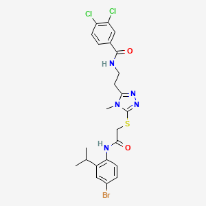 molecular formula C23H24BrCl2N5O2S B4233848 N-[2-[5-[2-(4-bromo-2-propan-2-ylanilino)-2-oxoethyl]sulfanyl-4-methyl-1,2,4-triazol-3-yl]ethyl]-3,4-dichlorobenzamide 