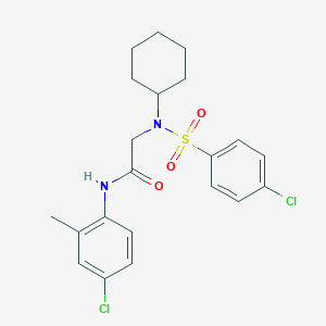 molecular formula C21H24Cl2N2O3S B423397 N-(4-chloro-2-methylphenyl)-2-(N-cyclohexyl-4-chlorobenzenesulfonamido)acetamide 