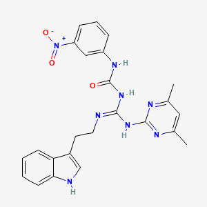 molecular formula C24H24N8O3 B4234009 N-((E)-1-[(4,6-DIMETHYL-2-PYRIMIDINYL)AMINO]-1-{[2-(1H-INDOL-3-YL)ETHYL]AMINO}METHYLIDENE)-N'-(3-NITROPHENYL)UREA 