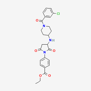 molecular formula C25H26ClN3O5 B4234045 Ethyl 4-[3-({1-[(3-chlorophenyl)carbonyl]piperidin-4-yl}amino)-2,5-dioxopyrrolidin-1-yl]benzoate 