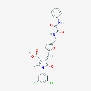 molecular formula C27H21Cl2N3O6 B423420 methyl 4-{[5-({[anilino(oxo)acetyl]amino}methyl)-2-furyl]methylene}-1-(3,5-dichlorophenyl)-2-methyl-5-oxo-4,5-dihydro-1H-pyrrole-3-carboxylate 