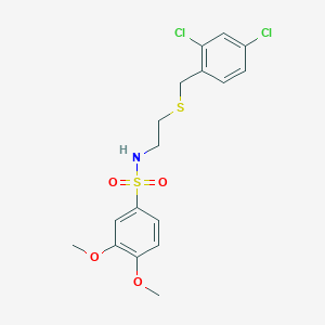 molecular formula C17H19Cl2NO4S2 B423438 N-{2-[(2,4-dichlorobenzyl)sulfanyl]ethyl}-3,4-dimethoxybenzenesulfonamide 