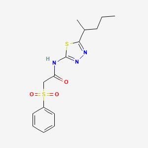 molecular formula C15H19N3O3S2 B4234534 N-[5-(pentan-2-yl)-1,3,4-thiadiazol-2-yl]-2-(phenylsulfonyl)acetamide 