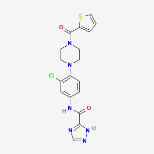 molecular formula C18H17ClN6O2S B4234664 N-[3-chloro-4-[4-(thiophene-2-carbonyl)piperazin-1-yl]phenyl]-1H-1,2,4-triazole-5-carboxamide 