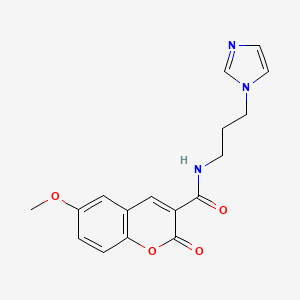 molecular formula C17H17N3O4 B4234980 N-(3-imidazol-1-ylpropyl)-6-methoxy-2-oxochromene-3-carboxamide 