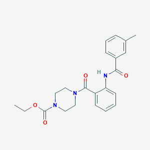 molecular formula C22H25N3O4 B4235032 Ethyl 4-{2-[(3-methylbenzoyl)amino]benzoyl}tetrahydro-1(2H)-pyrazinecarboxylate 